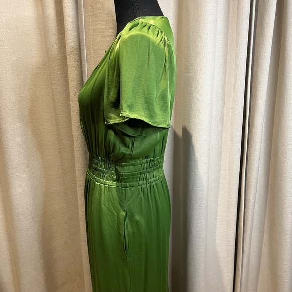 Free People Green Satin Wide Leg Jumpsuit Size S - Picture 14 of 16